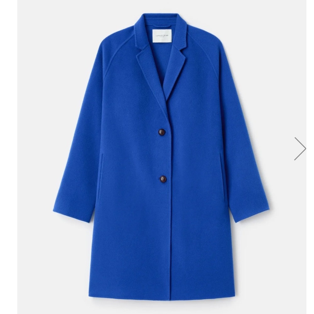Lafayette 148 Galaxy Blue Cashmere Oversized Two Button Car‎ Coat Small